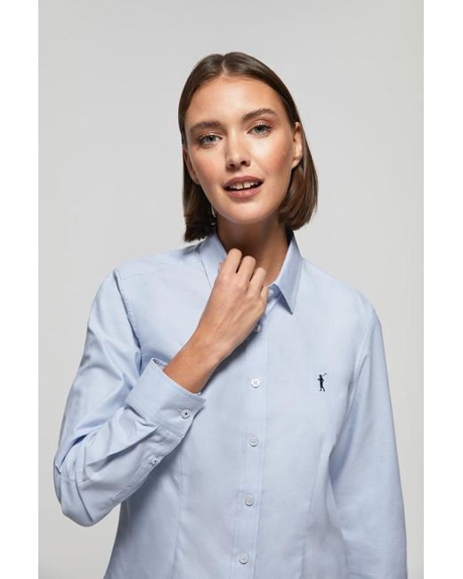 Camicia Celeste Oxford Slim Fit Con Logo Rigby Go di POLO CLUB in Blue