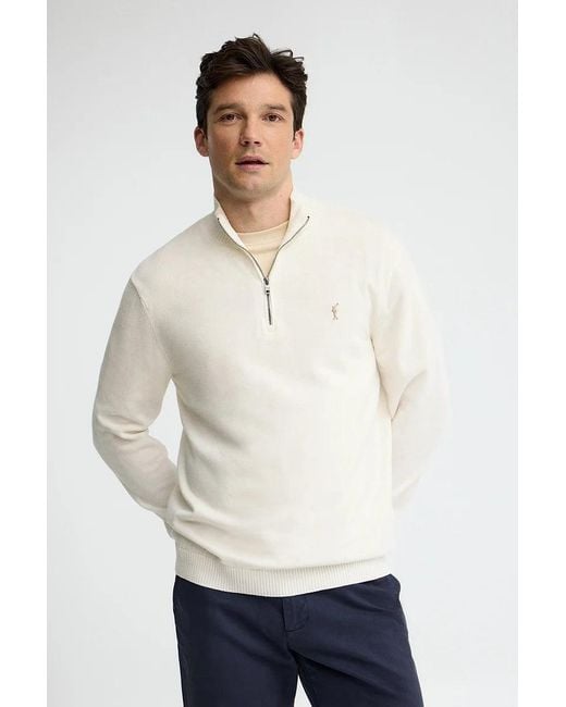 Maglione Ecrù Con Collo A Cerniera Con Logo Rigby Go di POLO CLUB in Blue da Uomo