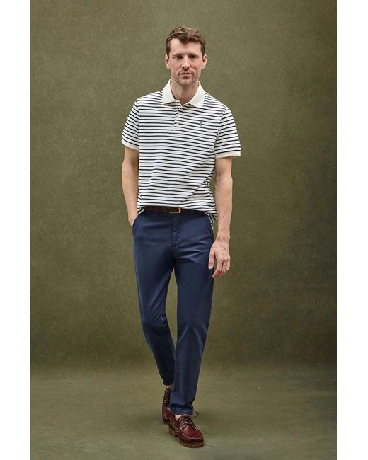 Polo A Righe Ecrù E Blu Marino Con Logo Ricamato Rigby Go di POLO CLUB in Green da Uomo