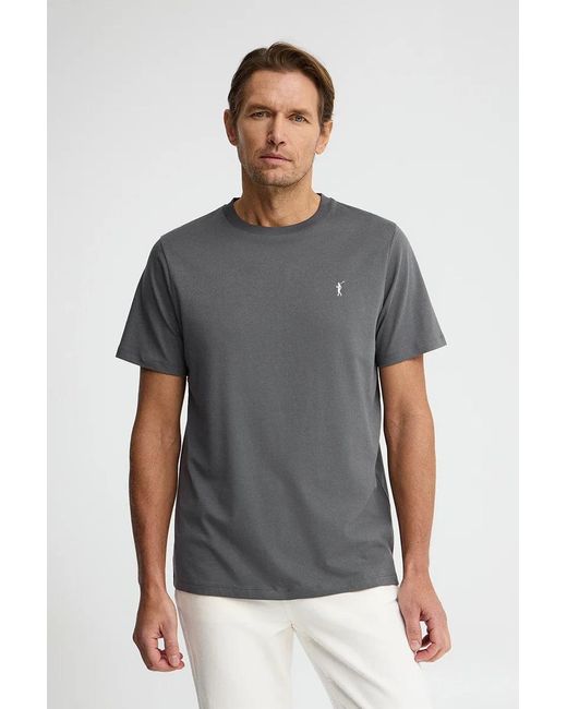 Maglietta Color Asfalto A Maniche Corte E Ricamo Rigby Go di POLO CLUB in Gray da Uomo