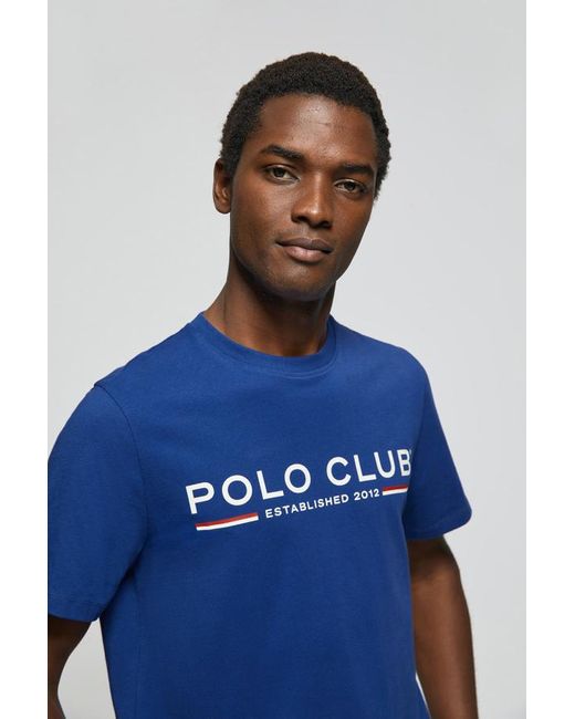 POLO CLUB Basic-T-Shirt Königsblau Mit Markantem Aufdruck Auf Der Brust in Blue für Herren