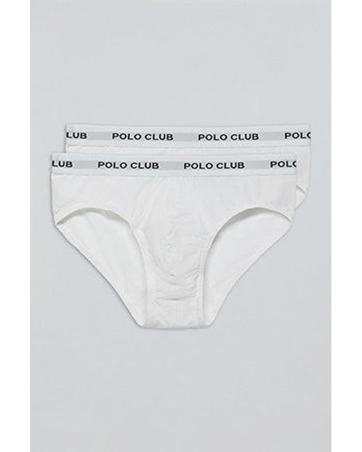 Pack Di Due Slip Bianchi Con Particolare di POLO CLUB in Blue da Uomo