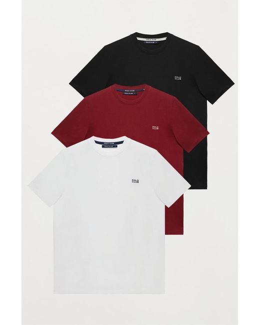 POLO CLUB Pack Mit Drei T-Shirts Schwarz, Weiß Und Bordeauxrot Mit Rundhalsausschnitt Und Logo-Stickerei in Red für Herren