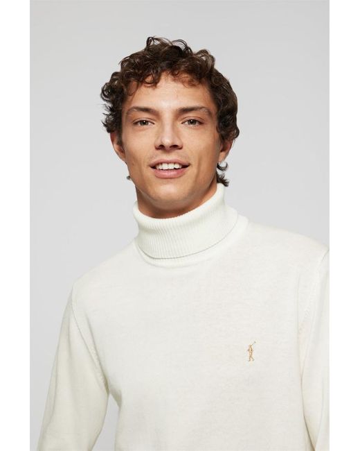 POLO CLUB Schlichter Pullover Elfenbein Mit Hohem Kragen Und Rigby Go Logo in White für Herren