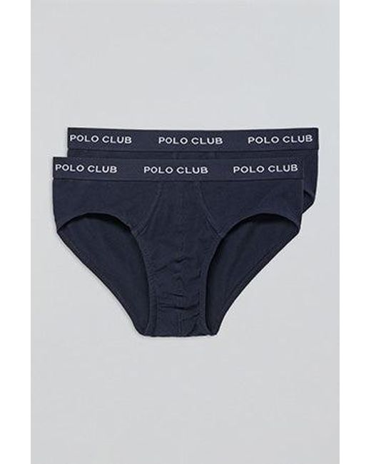 Pack Di Due Slip Blu Marino Con Particolare di POLO CLUB in Blue da Uomo