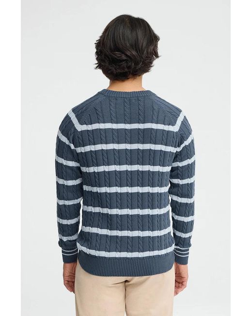 Maglione A Trecce A Righe Blu Denim Con Logo Rigby Go di POLO CLUB in Blue da Uomo