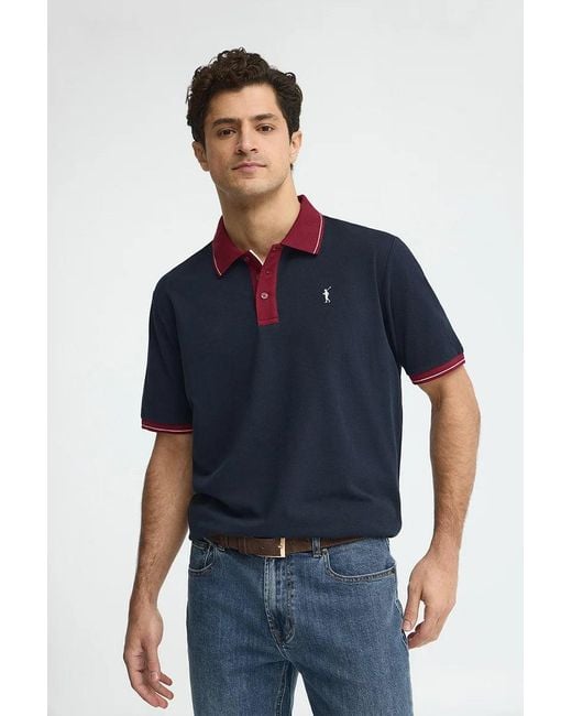 Polo Blu Marino Con Dettagli A Contrasto E Ricamo Rigby Go di POLO CLUB in Blue da Uomo