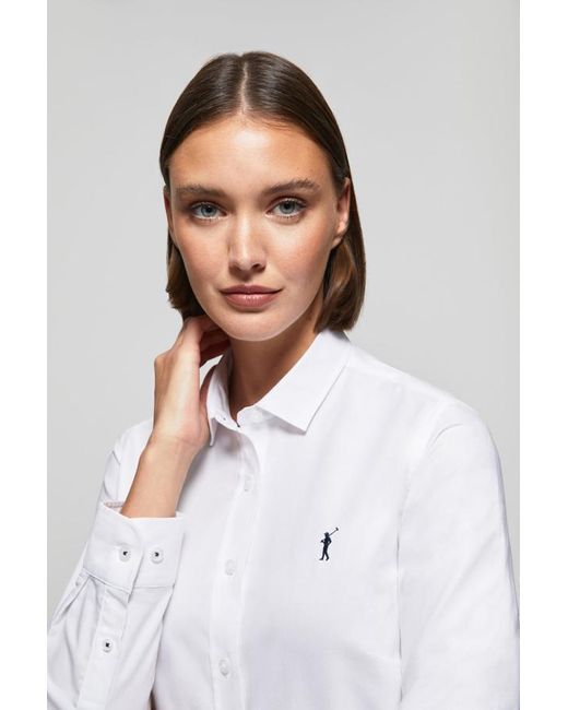 POLO CLUB White Oxford-Hemd Regular Fit Weiß Mit "Rigby Go"-Logo