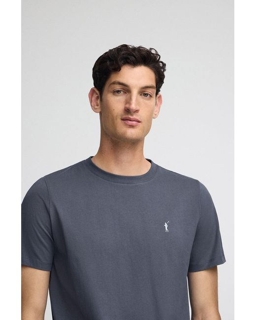 Maglietta Blu Denim A Girocollo E Ricamo Rigby Go di POLO CLUB in Blue da Uomo