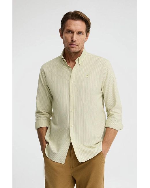 Camicia A Righe Verde Foglia, Regular Fit, Maniche Lunghe Con Ricamo Rigby Go di POLO CLUB in Green da Uomo