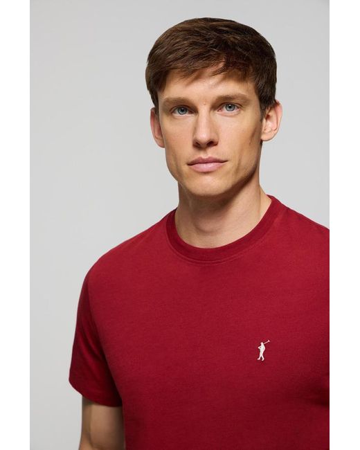 Maglietta Basic Granata In Cotone Con Logo Rigby Go di POLO CLUB in Red da Uomo
