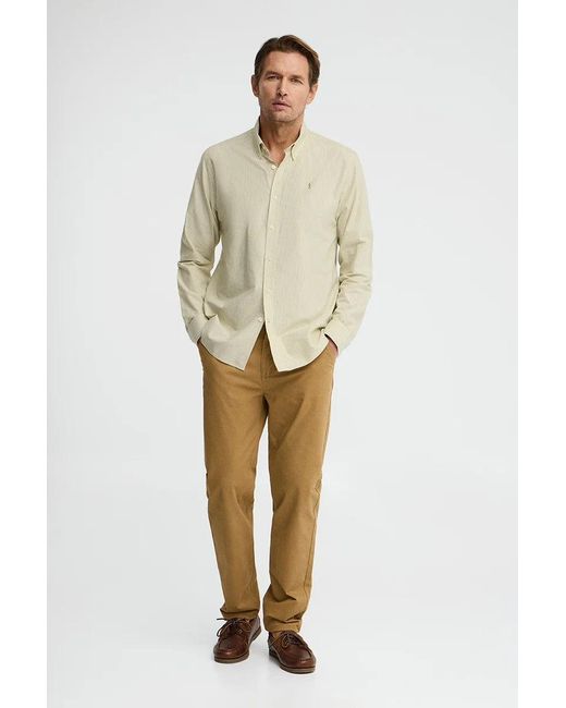Camicia A Righe Verde Foglia, Regular Fit, Maniche Lunghe Con Ricamo Rigby Go di POLO CLUB in Green da Uomo
