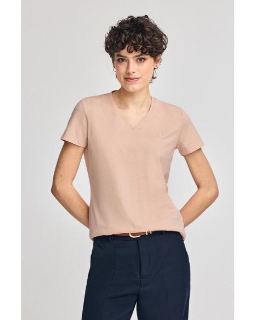 Maglietta Nude Con Scollo A V E Ricamo Rigby Best di POLO CLUB in Blue