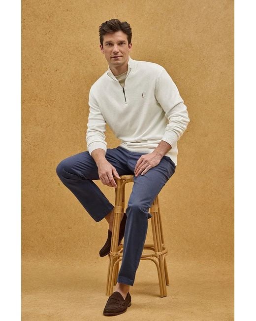 Maglione Ecrù Con Collo A Cerniera Con Logo Rigby Go di POLO CLUB in Blue da Uomo