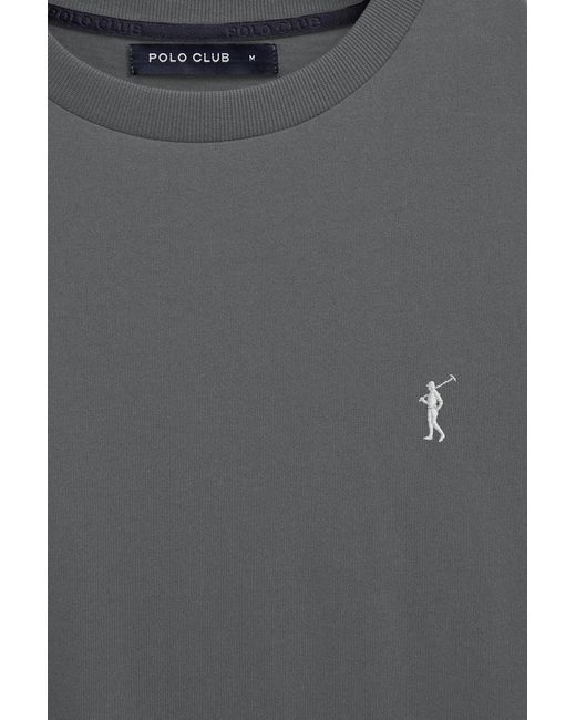 Maglietta Color Asfalto A Maniche Corte E Ricamo Rigby Go di POLO CLUB in Gray da Uomo