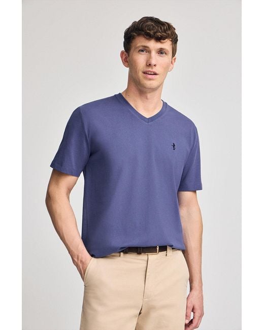 Maglietta Viola Azzurrino Marino A Maniche Corte E Scollo A V Con Ricamo Rigby Best di POLO CLUB in Blue da Uomo