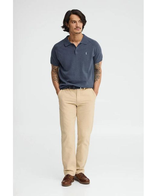 Maglione Blu Denim A Maniche Corte E Con Colletto A Polo E Logo Rigby Go di POLO CLUB in Green da Uomo