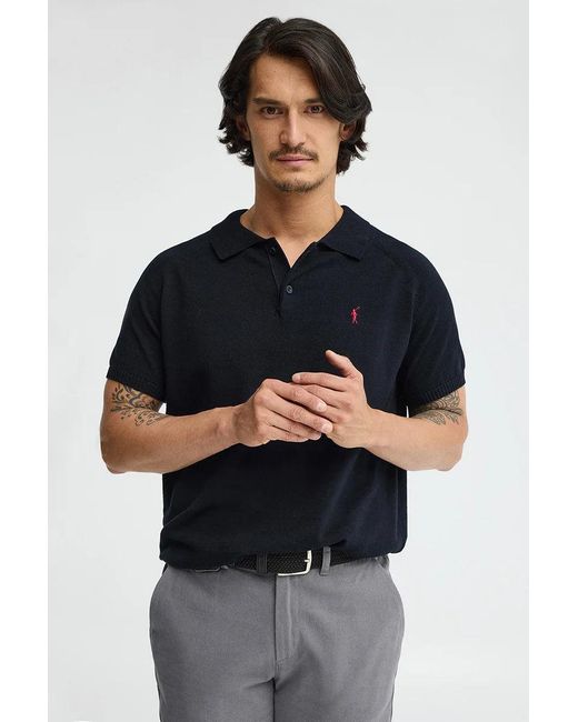 Maglione Blu Marino A Maniche Corte E Con Colletto A Polo E Logo Rigby Go di POLO CLUB in Multicolor da Uomo