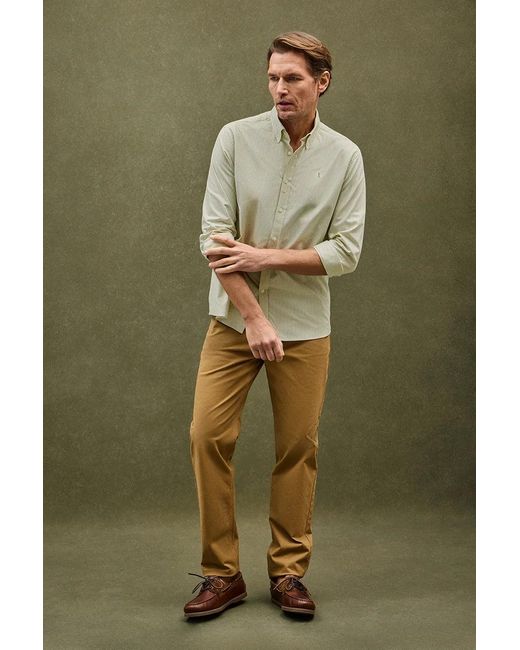 Camicia A Righe Verde Foglia, Regular Fit, Maniche Lunghe Con Ricamo Rigby Go di POLO CLUB in Green da Uomo