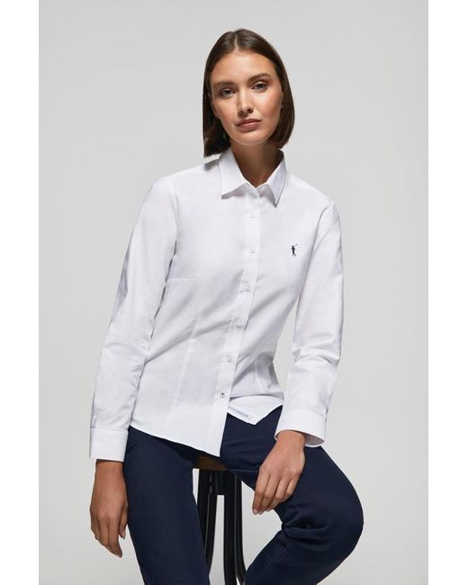 POLO CLUB White Oxford-Hemd Slim Fit Weiß Mit "Rigby Go"-Logo