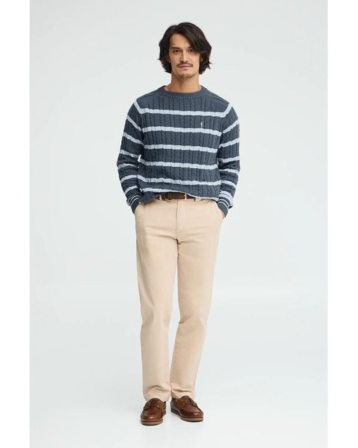 Maglione A Trecce A Righe Blu Denim Con Logo Rigby Go di POLO CLUB in Blue da Uomo