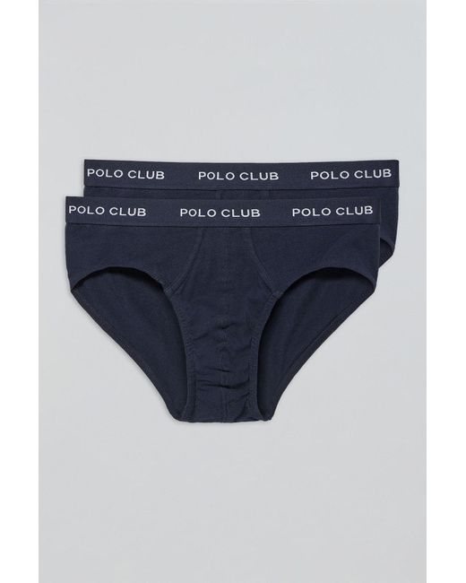 Pack Di Due Slip Blu Marino Con Particolare di POLO CLUB in Blue da Uomo