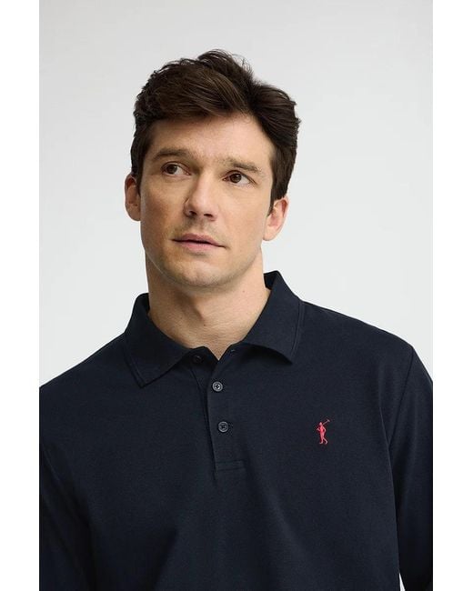 Polo Blu Marino A Maniche Lunghe, Regular Fit Con Ricamo Rigby Go di POLO CLUB in Blue da Uomo
