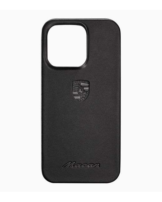 Porsche Design Black Snap On Case iPhone 14 Pro Leder Boxster
