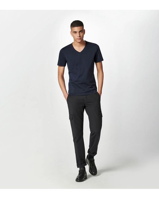 Porsche Design Blue V-Neck T-Shirt for men