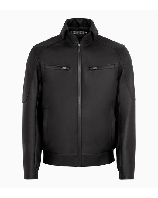 Porsche Design Black Cabrio Leather Jacket for men