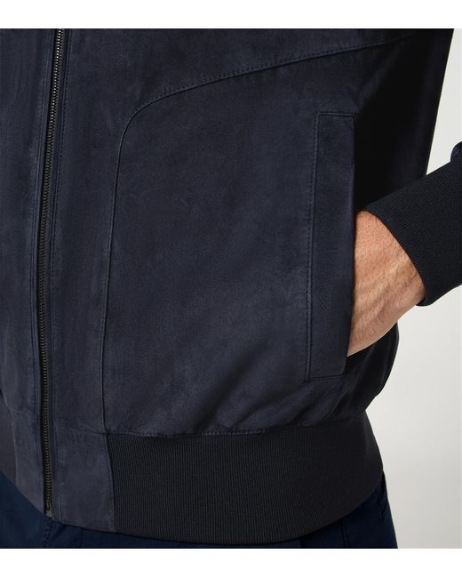 Porsche Design Blue Goat Suede Leather Jacket for men