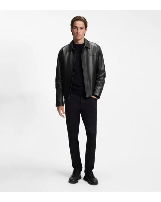 Porsche Design Black Leather Jacket With Concealed Magnetic Closure for men