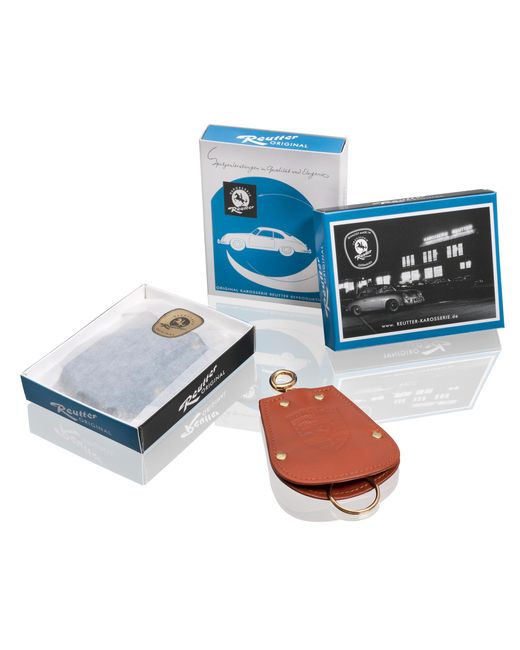 Porsche Classic Brown Leather Reutter Key Case For Porsche 356
