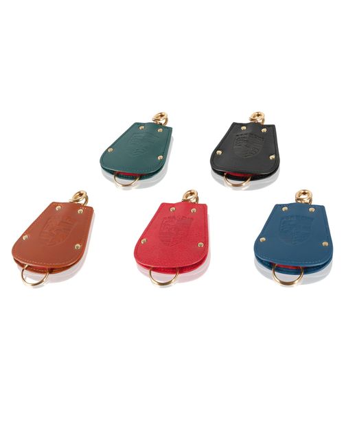 Porsche Classic Blue Leather Reutter Key Case For Porsche 356