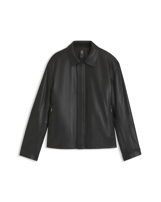Porsche Design Black Leather Jacket With Concealed Magnetic Closure for men