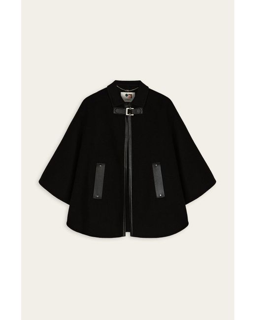 Womens Clothing Coats Long coats and winter coats Ports 1961 Leather Cape Bell Hem Coat in Black 