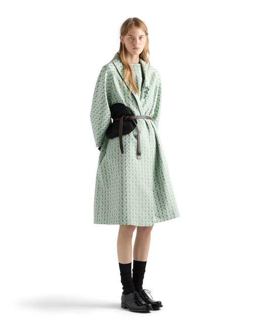 Prada Green Floral Print Duchess Dress, Chlorophyll