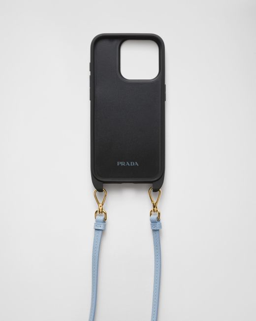 Prada White Saffiano Leather Cover For Iphone 15 Pro