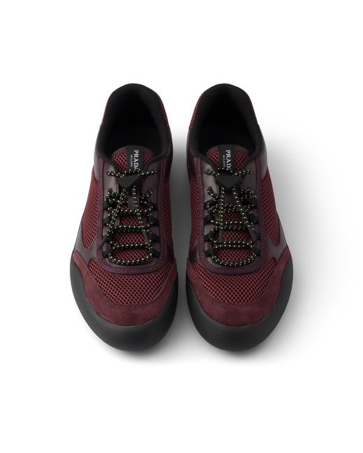 Prada Brown Speedrock Mesh Fabric Sneakers