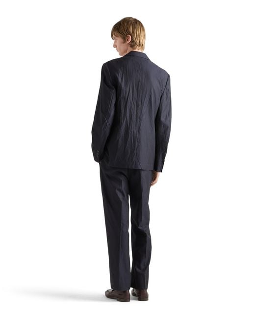 Prada Blue Single-Breasted Cotton And Silk Jacket for men