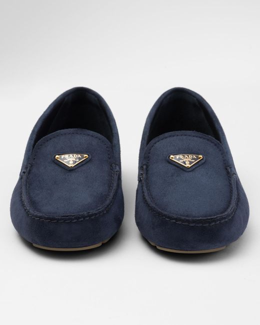 Prada Blue Suede Driving Loafers