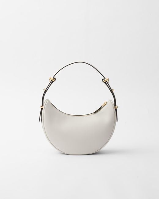 Prada White Arqué Leather Shoulder Bag