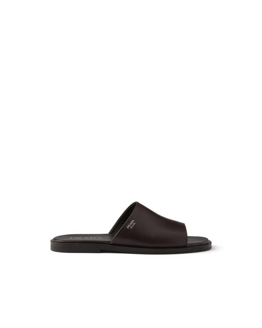 Prada White Leather Slides, Dark for men