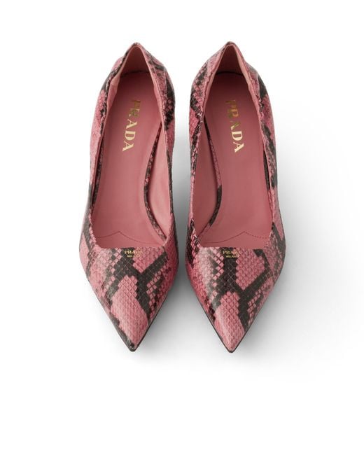 Prada Pink Printed Ayers Leather Pumps