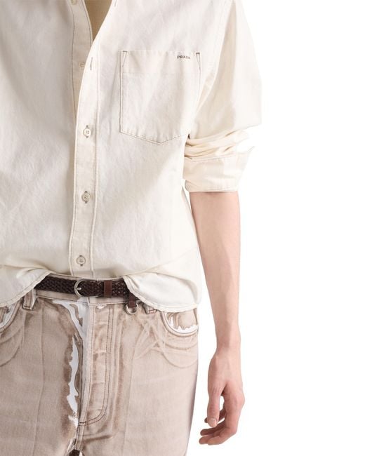Prada White Chambray Shirt, Ecru for men