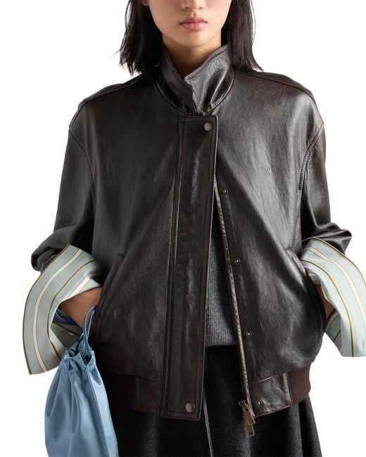 Prada Black Nappa Leather Jacket, Dark