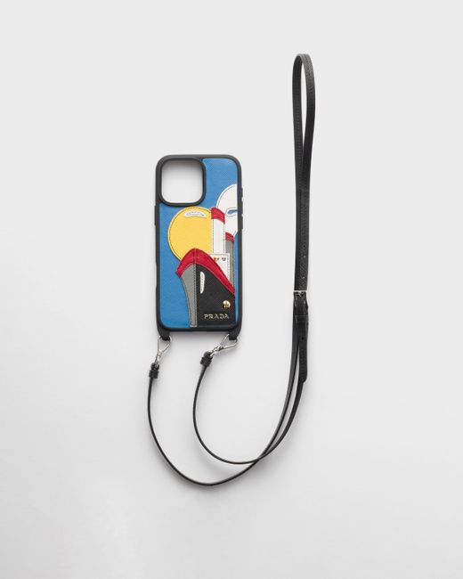 Prada Iphone-16-Pro-Max-Hülle Aus Saffiano-Leder in White für Herren