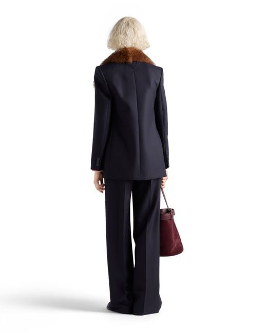 Chaqueta De Botonadura Simple En Chevron, Mujer, Talla Prada de color Blue