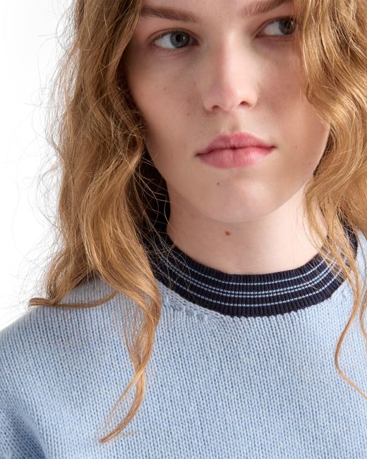 Prada Blue Cashmere Crew-Neck Sweater, Sapphire