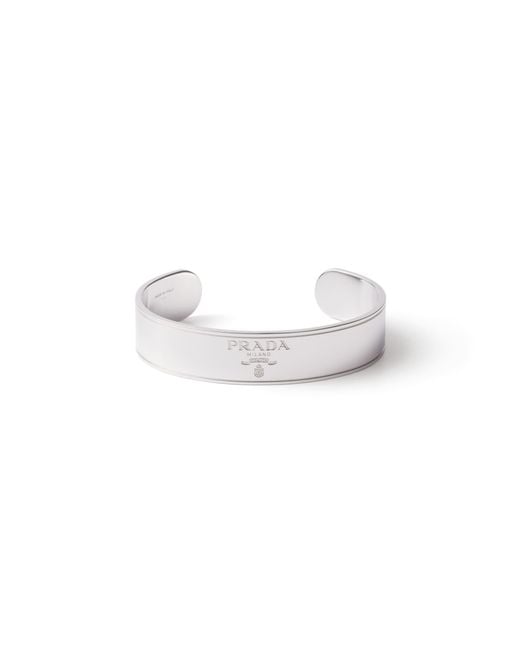 Prada Metallic Logo Jewels Cuff Bracelet for men